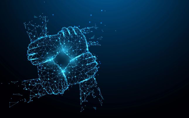 hands together displaying teamwork | cybersecurity partnership