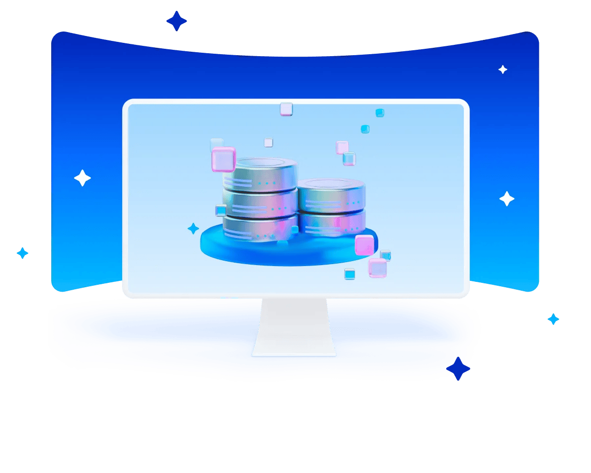 Computer screen with data icon
